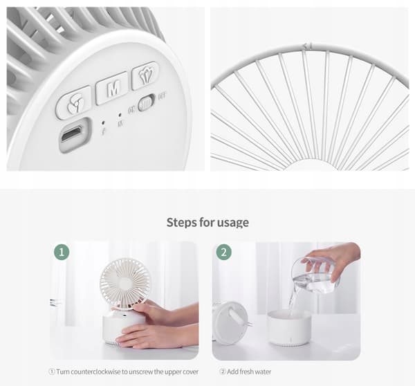 AIRCONDITIONER VENTILATOR VINDMASKINE 2000mAh USB
