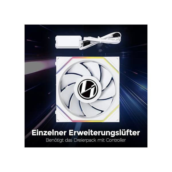 12RTLLCD1W1W Lian-Li UNI FAN TL Chassi-fläkt Ss trådlös LCD ARGB PWM RB - 120mm - Vit