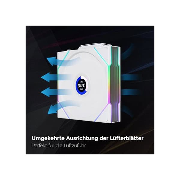 12RTLLCD1W1W Lian-Li UNI FAN TL Chassi-fläkt Ss trådlös LCD ARGB PWM RB - 120mm - Vit