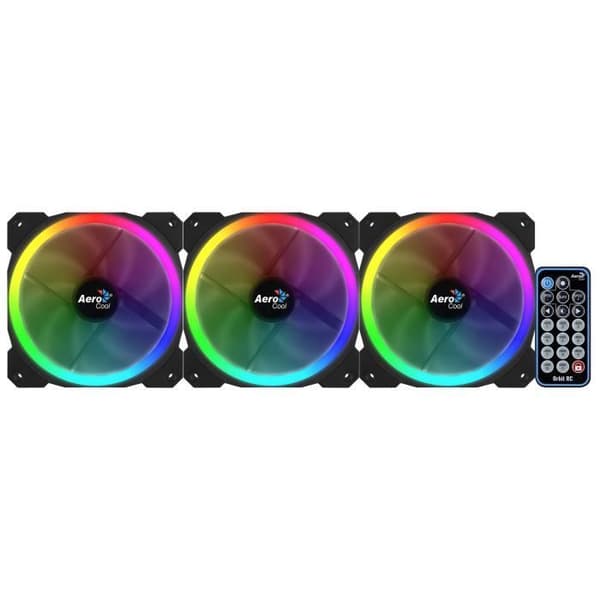 AEROCOOL Paket med 3 Orbit RGB PC-fodral fläktar - 120 mm
