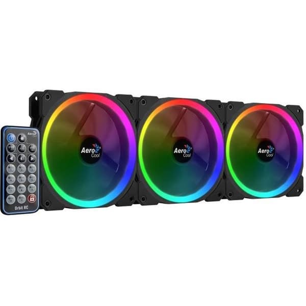 AEROCOOL Paket med 3 Orbit RGB PC-fodral fläktar - 120 mm
