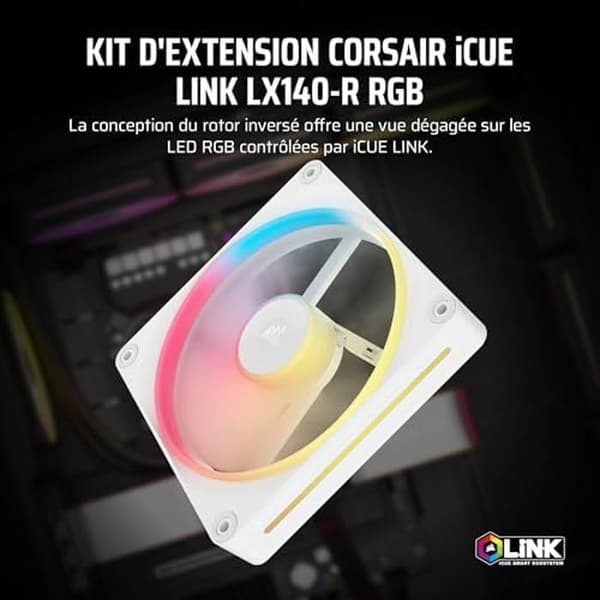 Fläkt - CORSAIR - iCUE Link LX140-R RGB - 140 mm - Lågt brus - RGB-belysning