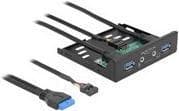 Delock - Stik på frontpanelet af hukommelsesbåsen - Audio x 1, Mic x 1, USB 3.2 Gen 1 x 2 - Sort (64150)