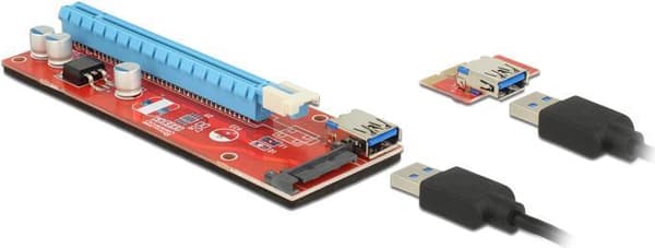 Delock Riser Card PCI Express x1 > x16 med 60 cm USB-kabel (41423)