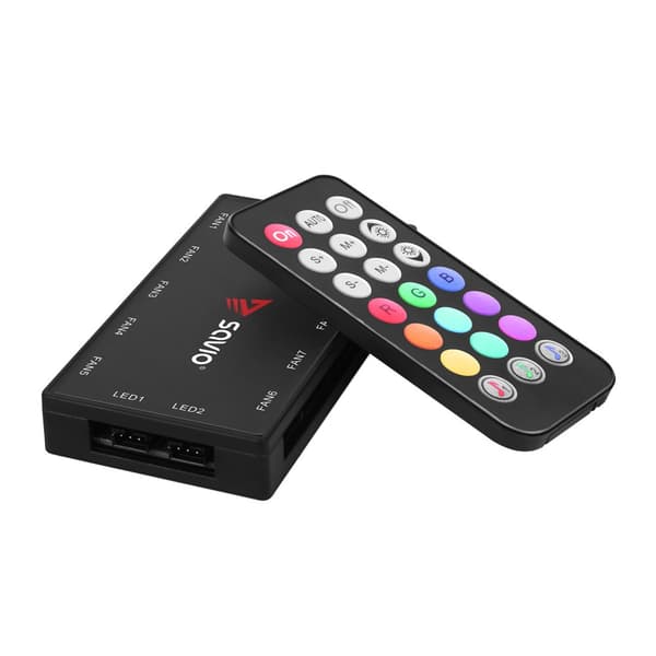 SAVIO FAN-01 HVID 4-pak 120 mm ARGB-blæser inklusive controller og fjernbetjening