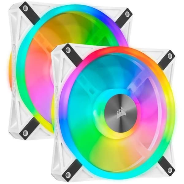CORSAIR QL140 RGB Vit, 140 mm RGB LED-fläkt, Dual Pack + Ljusnod CORE (CO-9050106-WW) Vit