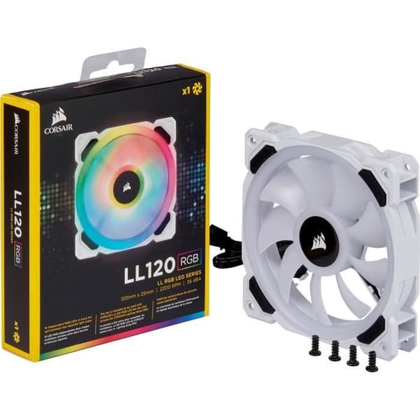 CORSAIR Fan LL120 Pro LED RGB 120mm Vit - (CO-9050091-WW)