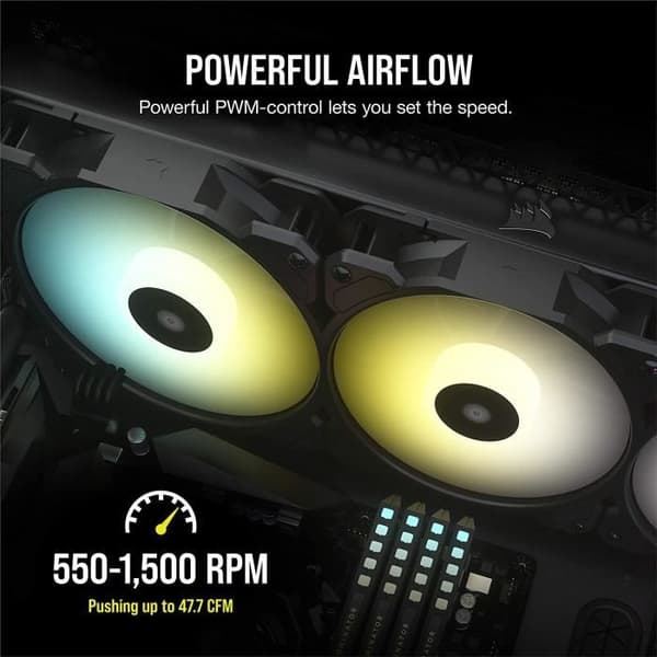 CORSAIR Fläkt SP-serien - SP120 RGB ELITE - 120 mm RGB LED-fläkt med AirGuide - enda paket (CO-9050108-WW)