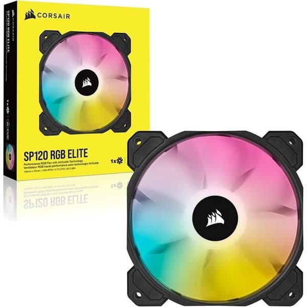 CORSAIR Fläkt SP-serien - SP120 RGB ELITE - 120 mm RGB LED-fläkt med AirGuide - enda paket (CO-9050108-WW)