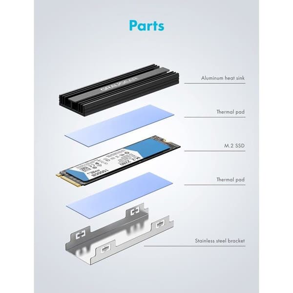 Kylfläns - GRAUGEAR - M.2 NVMe 2280 - Passiv - Aluminium - PlayStation 5-kompatibel
