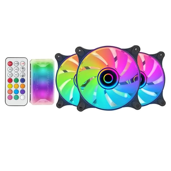 Set med 3 Mars Gaming MF-3D RGB PC-fodral fläktar - 12 cm - svart - TU