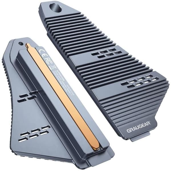 GRAUGEAR | Värmeavledare HeatPipe för M.2 NVMe (2280) | Kylkit Heatsink PS5 | 4 x värmeledande kuddar