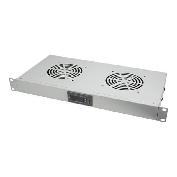 LogiLink rackfläktlåda med 2 kylfläktar, termostat AC 187-230V Grå 1U 19"