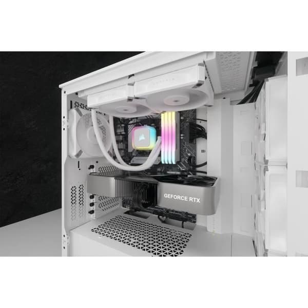 CORSAIR - iCUE H100i RGB ELITE - Flytande processorkylare - 2 120mm AF ELITE PWM-fläktar - Vit -