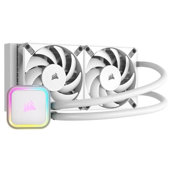CORSAIR - iCUE H100i RGB ELITE - Flytande processorkylare - 2 120mm AF ELITE PWM-fläktar - Vit - Vit