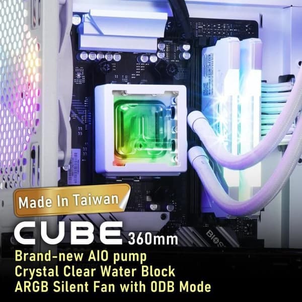 BITFENIX Cube AIO 360 (Hvid) - Vandkøling AIO - 3x120mm