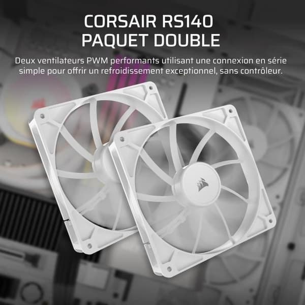 CORSAIR RS140 140 mm PWM -tuuletin, 2 kpl - Valkoinen