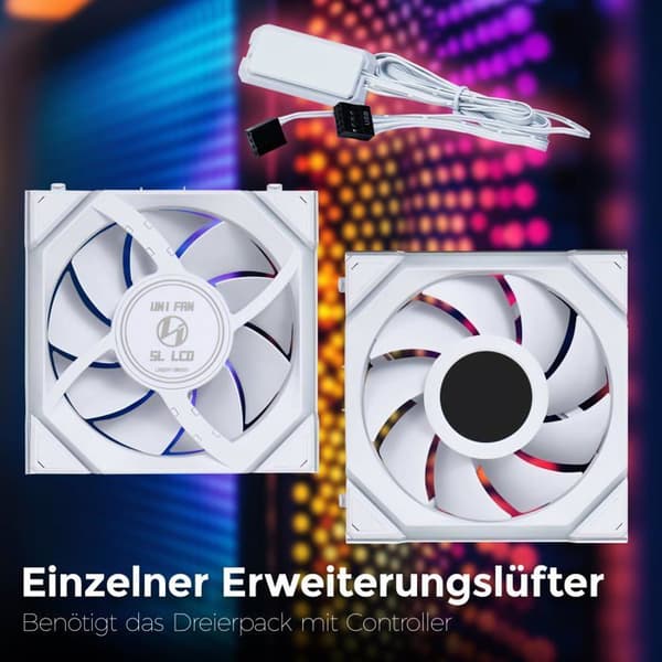 Fläkt - LIANLI - UNI FAN SL LCD ARGB PWM - 120mm - ARGB-belysning - Trådlös