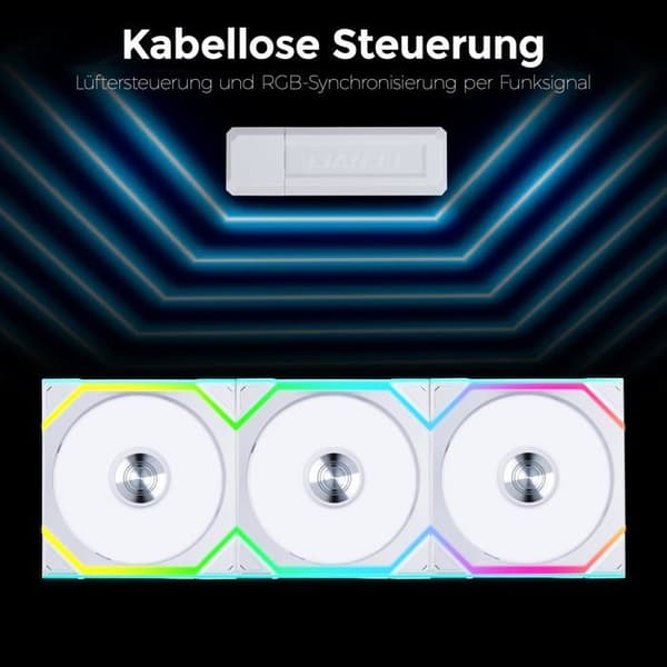Ventilator - Lian Li - Uni Fan SL 120 - ARGB - Trådlös - Pack om 3 - Vit