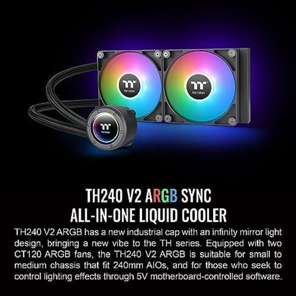 Flytande CPU-kylare - THERMALTAKE - TH240 ARGB Sync V2 - 120 mm - ARGB-belysning - Kopparplatta