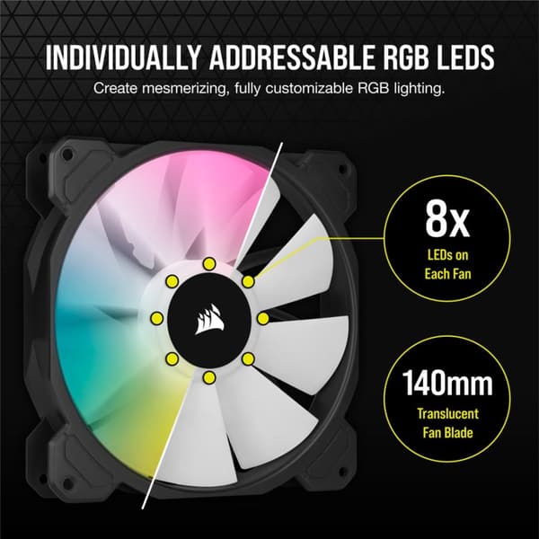 Corsair SP140 RGB ELITE Datorchassifläkt 14 cm Svart 1 st