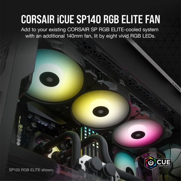 Corsair SP140 RGB ELITE Datorchassifläkt 14 cm Svart 1 st