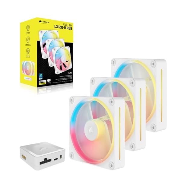 Corsair iCUE LINK LX120-R RGB Computerkabinet Ventilator 12 cm Hvid 3 stk
