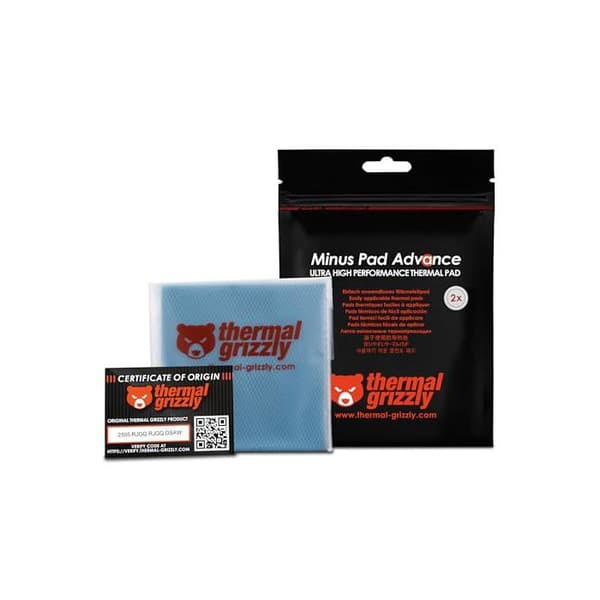 Pads Thermiques - THERMAL GRIZZLY - Minus Pad Advance - 100x100x0,5mm - Icke ledande - Hög kompressibilitet