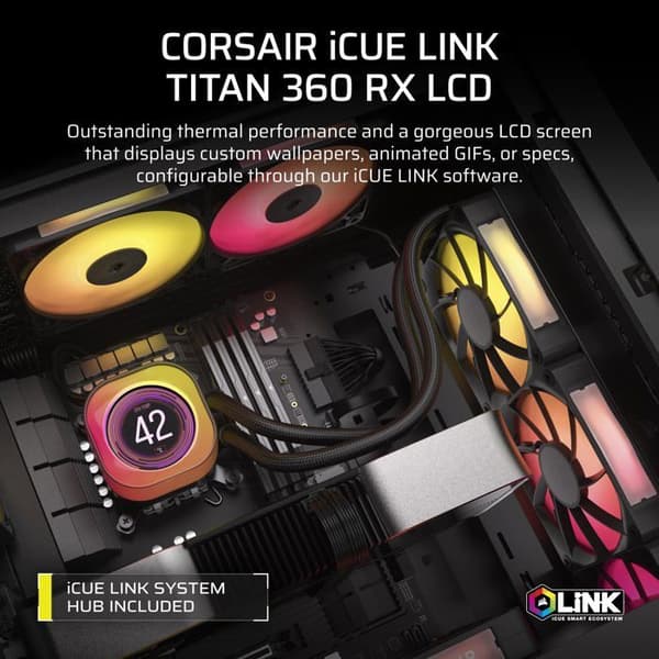 iCUE LINK TITAN - 360 RX LCD AIO/360mm - Svart