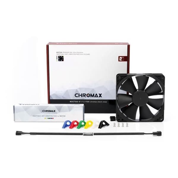 Noctua NF-F12 PWM chromax.black.swap, PC-fodral, Fläkt, 12 cm, 300 rpm, 1500 rpm, 2,61 mmH2O