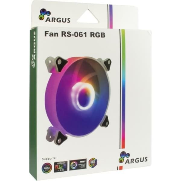INTER-TECH ARGUS RS-061 fläkt - 12 cm - PC-fodral - RGB - 4 stift - 12 V