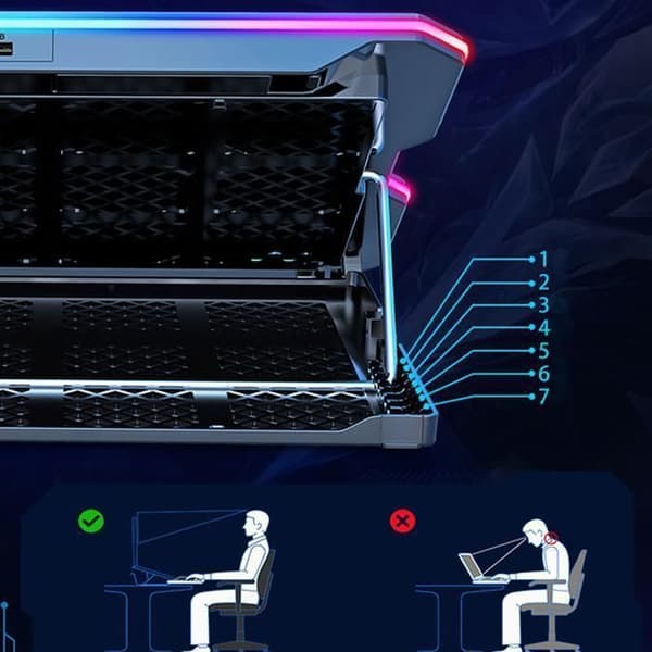 Bärbar Dator Kylare - Ultra Snabb Kylning - RGB - 15 Tysta Fläktar - Passar för 12.1-17.3 tum