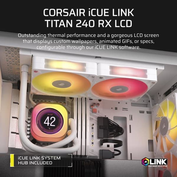 Kylning PC - CORSAIR - CW-9061025-WW - iCUE LINK TITAN 240 RX LCD Vit AIO