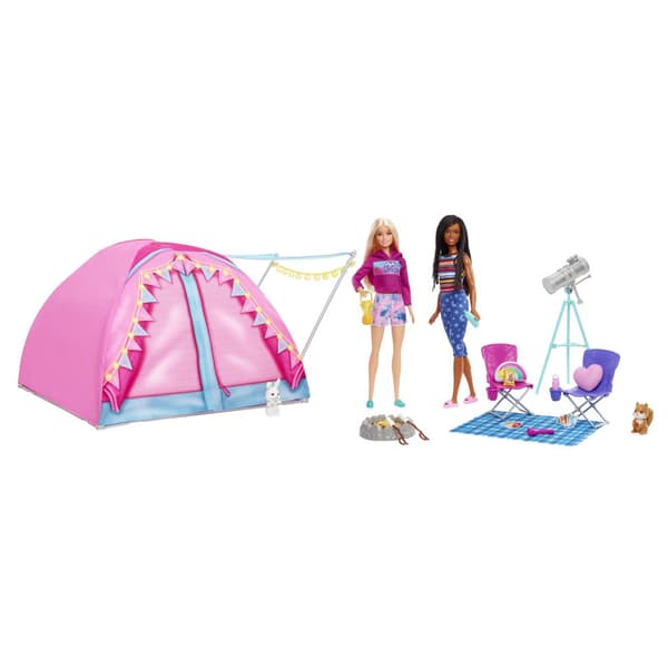 Barbie Camping Tält med 2 Dockor
