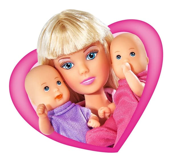 Steffi Love Sunshine Twins Nukke vaunujen kanssa Vaaleanpunainen