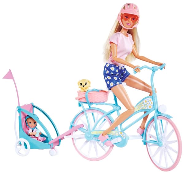 Steffi Love Cykel med cykelkärra och dockor