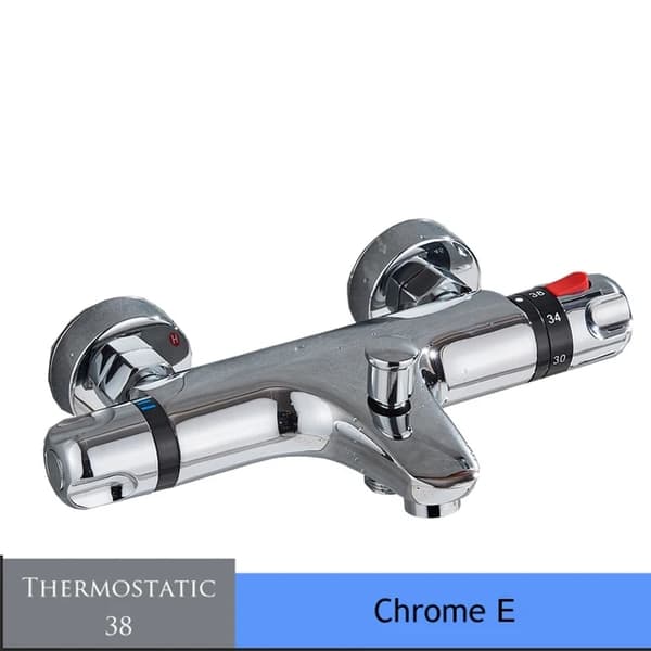 Termostatisk bruseblander ventil, vægmonteret, dobbelt håndtag kontrol, Chrome E