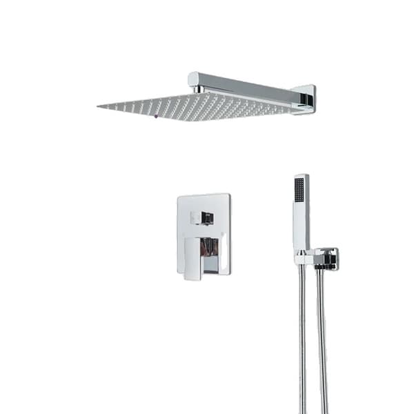 Badeværelse Brusehane Sæt, Krom Finish, 2/3 Vejs Omstiller, Vægmonteret, 12 tommer 2 vejs 12 inch 2 Way