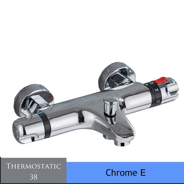 Termostatisk bruseblander ventil, vægmonteret, dobbelt håndtag kontrol, Chrome E