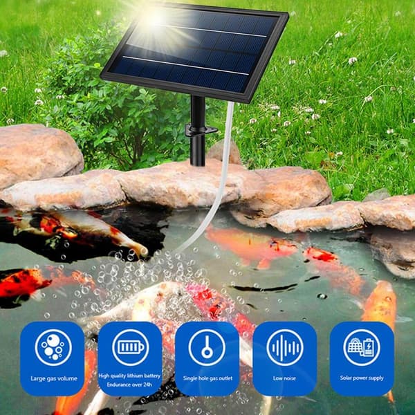Sjöpump Luftpump Aerator, Solenergi, Justerbara lägen, Utomhusbruk