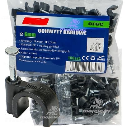 FLOP 06 håndtag 100 stk/pak 6x7,5 sort CF6C