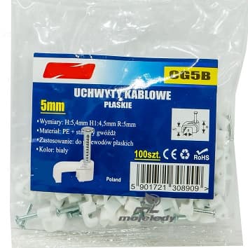 Flad kabelholder hvid 4,5/5 100stk CG5B