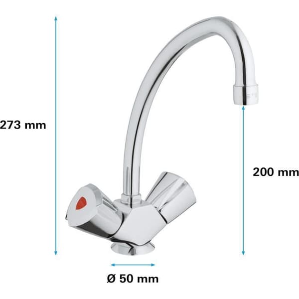 Vaskbatteri - GROHE - Costa Trend - Høj tud - Krom - 5 års garanti