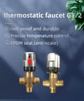 Miniatyrbillede 1 af 9: Termostatarmatur G1/2" – præcis temperaturstyring til håndvaske, bideter og brusere