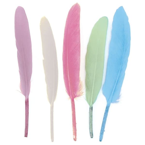 Pastellindiska fjädrar 7 till 15 cm 120 stycken