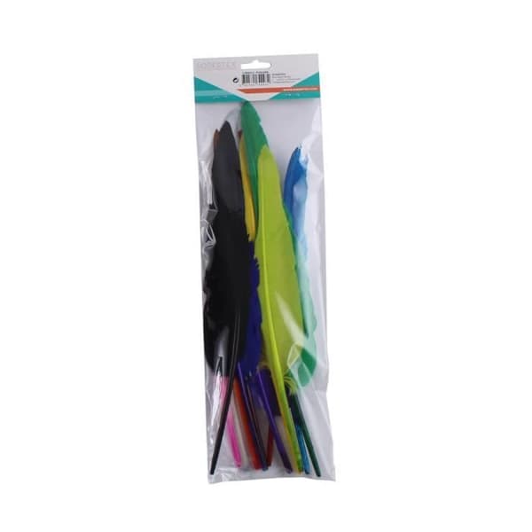 Set med 12 indiska fjädrar - Mått 35cm - 12 färger - Sodertex - L785012 TU Sortiment