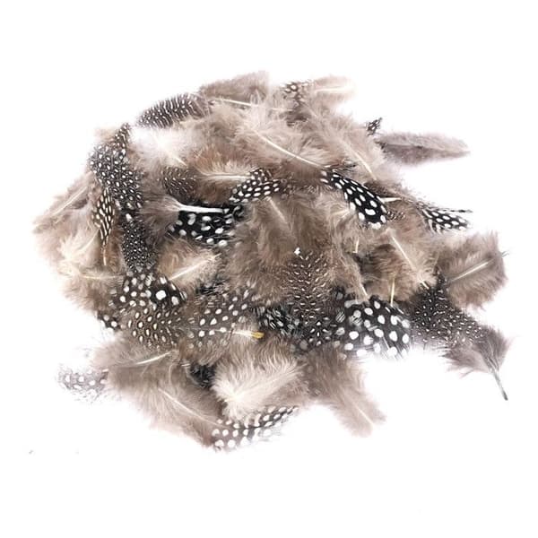 Naturliga fjädrar av guinea fowl 4/7 cm 10g