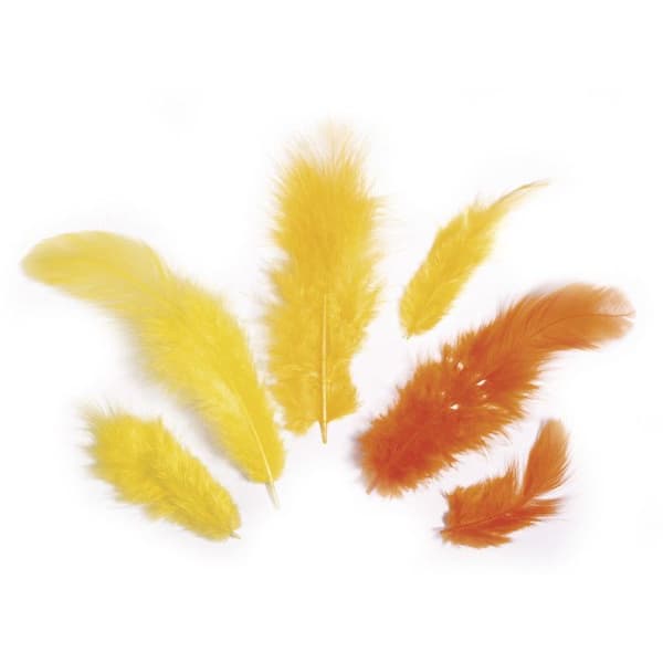 Duvetiga fjädrar Gula och Orange 3-10 cm 10 g