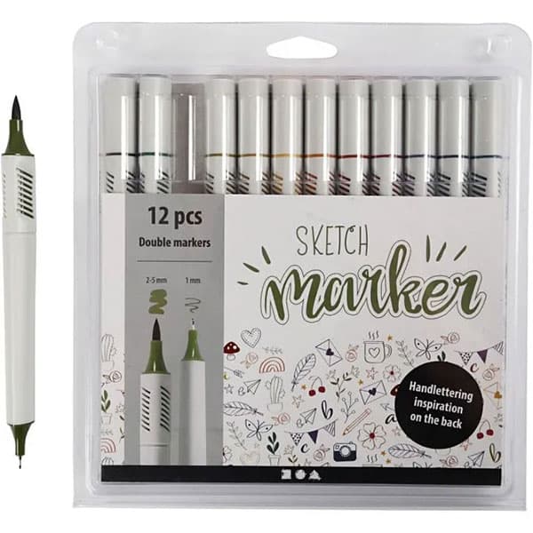 Sketch Marker - Naturfärger - 1+2-5 mm - 12 st