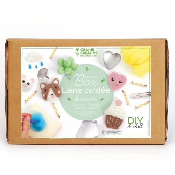 Kit Filttyg Ullkardad - Graine Créative - 10 st - Kawaii tillbehör - DIY - Blande